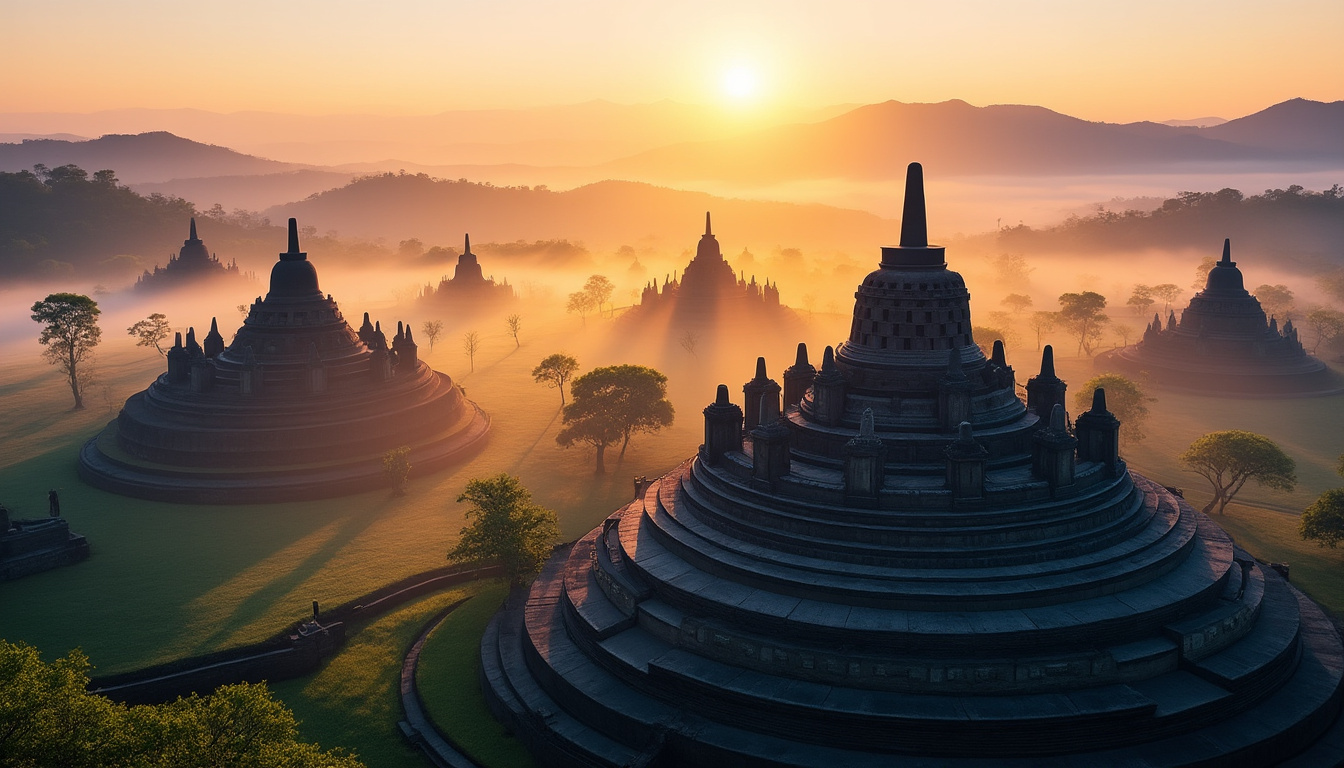 explorez borobudur, le plus grand temple bouddhiste au monde, et découvrez son histoire fascinante ainsi que les mystères qui entourent ce monument emblématique.