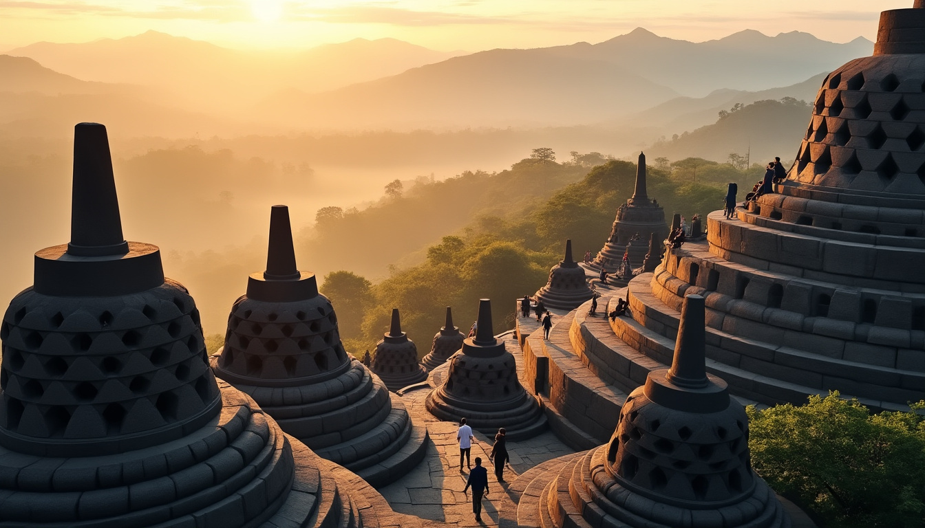 explorez borobudur, majestueux temple bouddhiste d’indonésie, et plongez dans son histoire fascinante, son architecture sacrée et sa profonde spiritualité.